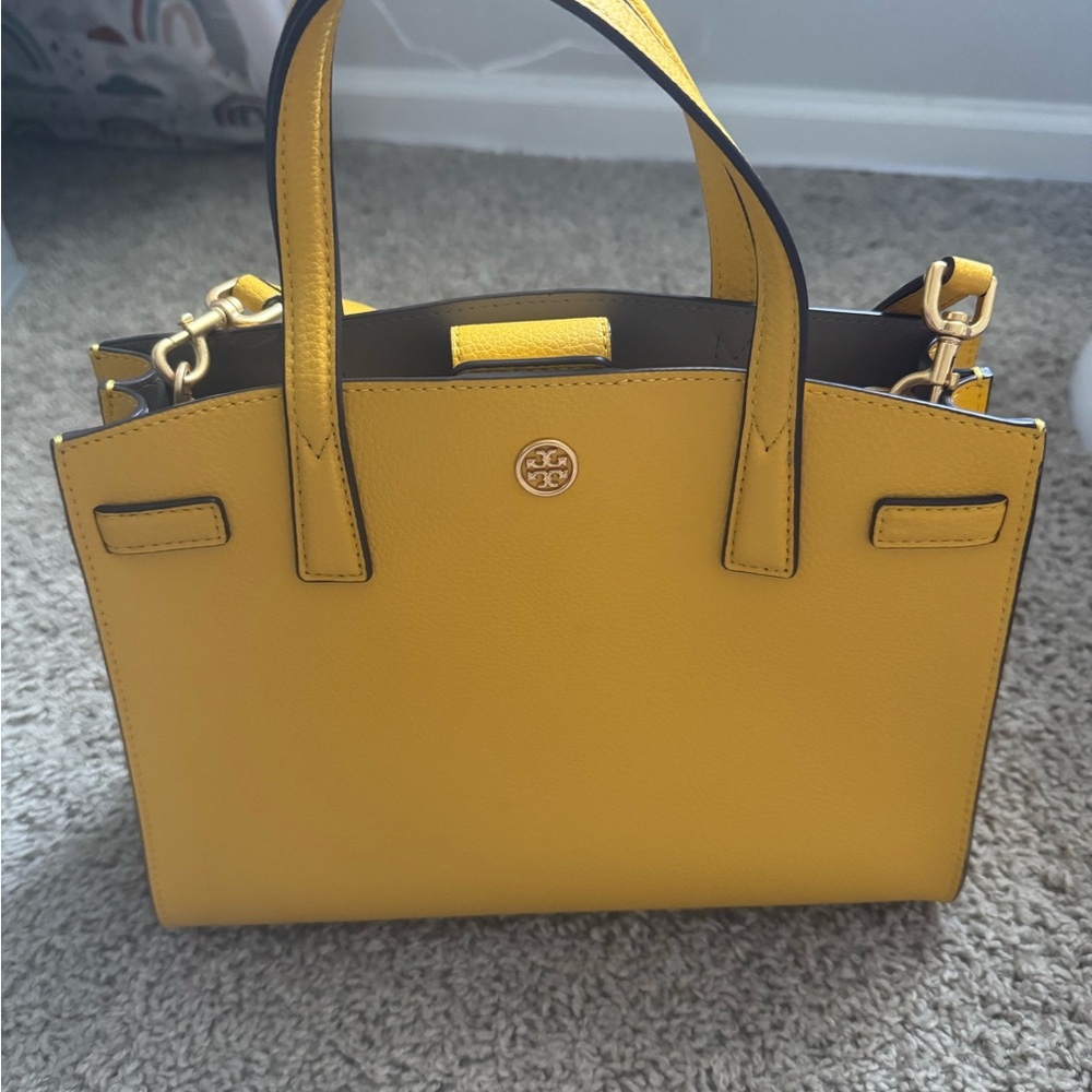 Tory Burch Yellow Satchel with Gold Accents